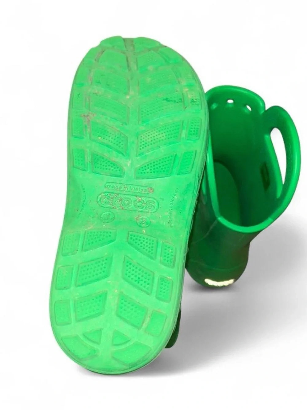 CROCS Kids Green Pull-On Waterproof Rain Boots size 3